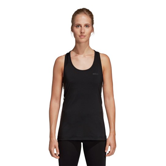 Regata Adidas D2M 3 Stripes Feminina - Preto+Branco
