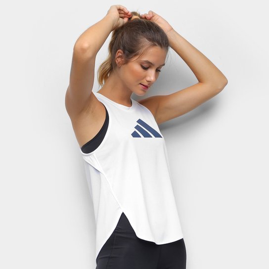 Regata Adidas Logo Don't Rest Fenda Assimétrica Feminina - Branco+Vermelho