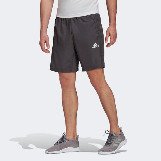Short Adidas D2M Plano Masculino - Cinza
